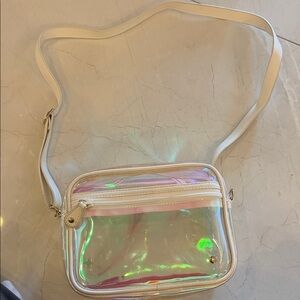 Iridescent Clear Crossbody Bag - White